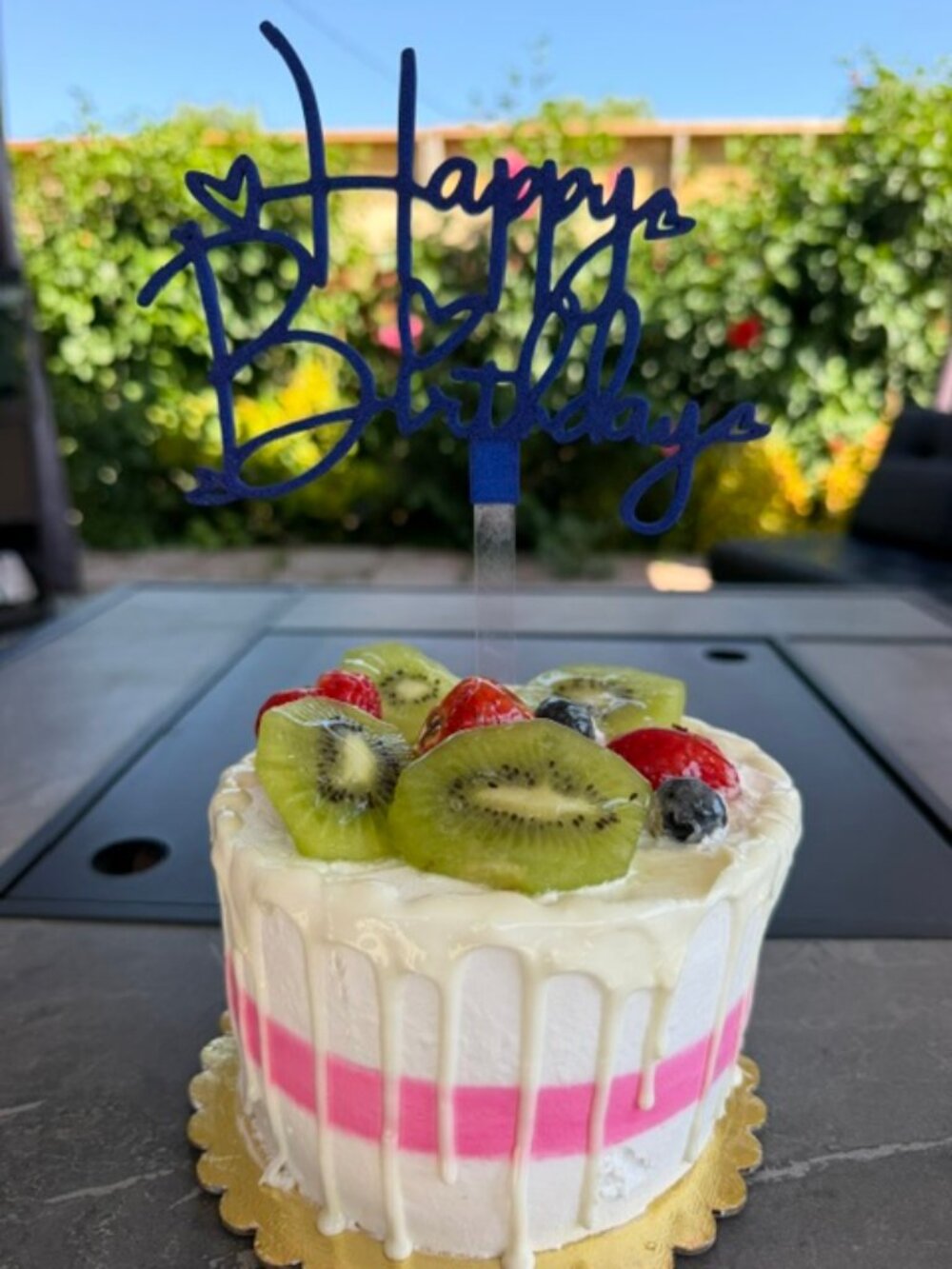 Happy Birthday Cake Topper with Hearts